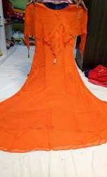 Trendy Orange jacket Style Plain Kurti