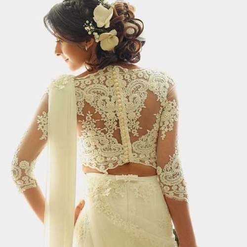 Party wear White Embroidered Saree