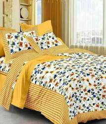 Designer Yellow Double Bed Sheet 