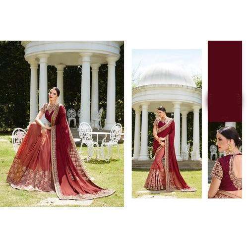 Ladies Modern Silk Embroidery Saree by Ghoonghat Saree House