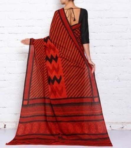 Ladies Red and Black Kota Doria Saree by Deepak Textiles