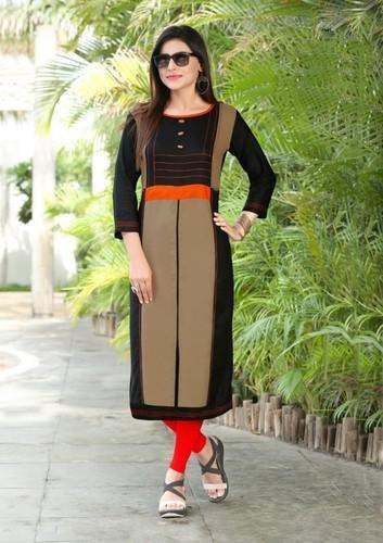 Ladies Designer Long Rayon Kurti by Vagmi Creations