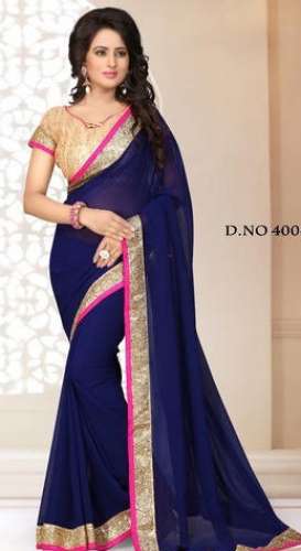 georgette border saree by Vedant Fashion