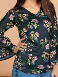 Ruffle Sleeve Floral Printed Tops 