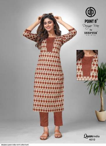 Queen India Vol 4 Cotton Kurti By Deeptex Brand At Wholesale Rate by textile export