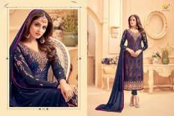 New Arrival Blue Embroidered Suit