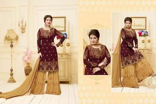 Party Wear Unstitch Embroidered Suit