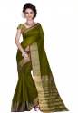Mehendi Green Plain Silk Saree