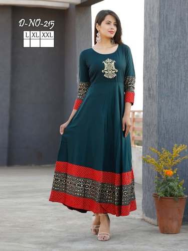 Anarkali Style Rayon Kurti by Jai Ambe Creations