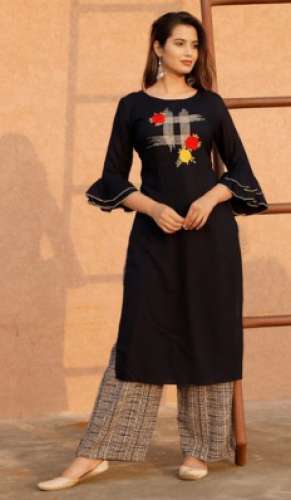 J A C Cotton Kurti Palazzo Set by Jai Ambe Creations