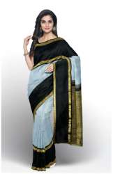 Pure Kanjeevaram Grey and Black Silk saree