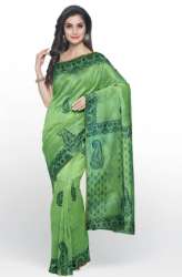 Silk Cotton Green Printed Saree