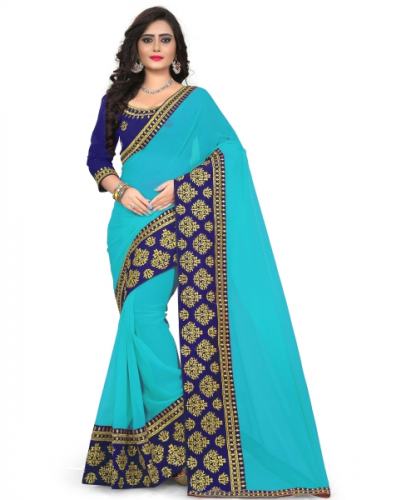 Blue Georgette Saree