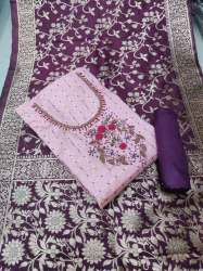  Banarasi Chex with Handwork Dress Material 