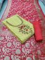  Banarasi Chex with Handwork Dress Material  thumb 2