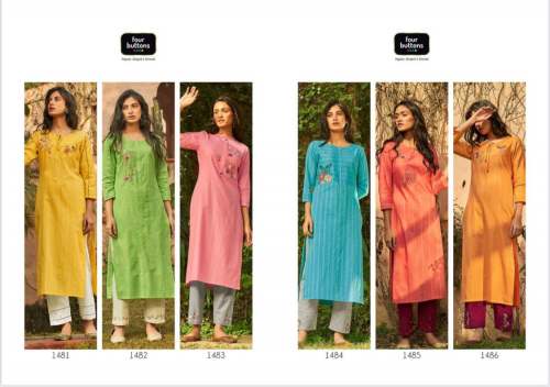 Beautiful Cotton Stripes Embroidered Kurti