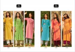 Beautiful Cotton Stripes Embroidered Kurti