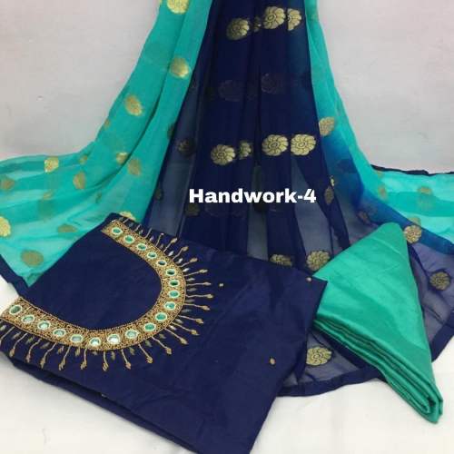 Chanderi Cotton Handwork Dress Material