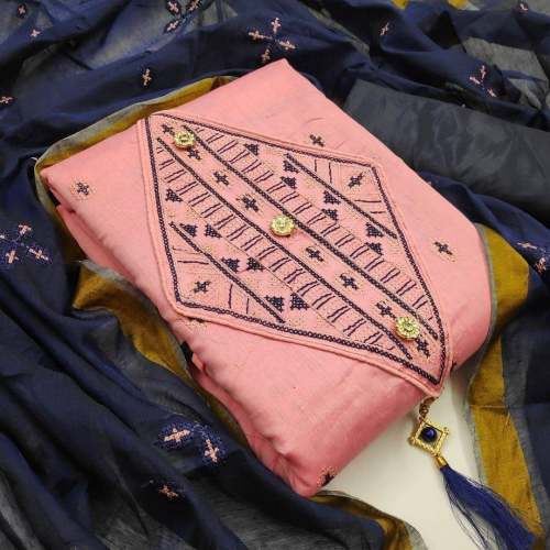 Chanderi Modal Embroidered Dress Material 