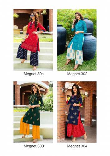 Designer 14Kg Rayon Gold Print Kurti 