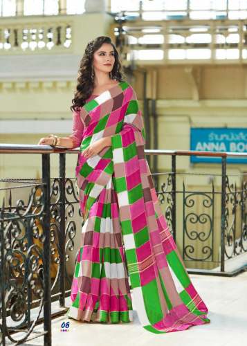 Designer Checks Khadi silk saree