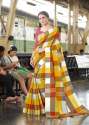 Designer Checks Khadi silk saree thumb 3