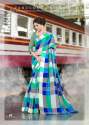 Designer Checks Khadi silk saree thumb 4
