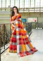 Designer Checks Khadi silk saree thumb 6