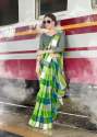 Designer Checks Khadi silk saree thumb 7