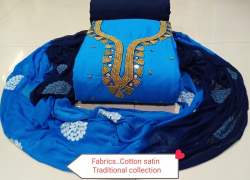 Designer Cotton Neck Work Dress Material