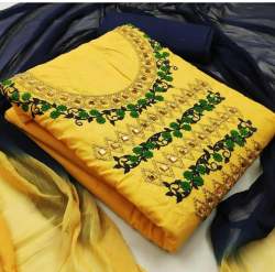  Designer Cotton with Embroidery Dress Material 