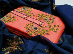 Designer Embroidered Cotton Dress Material