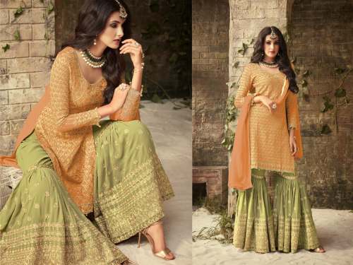 Designer Embroidered Gharara Suit