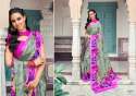 Designer Floral Print Satin Georgette Saree thumb 10