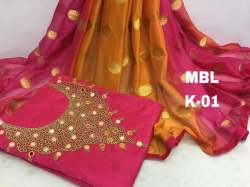 Designer Heavy Chanderi Hand work Dress Material