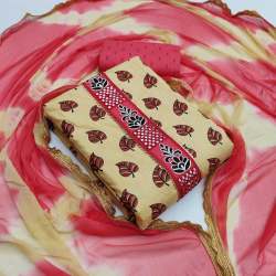 Designer Heavy Pure Cotton & Mirror Dress Material