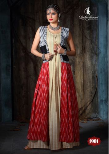 Designer Long Kurti with Shrug0