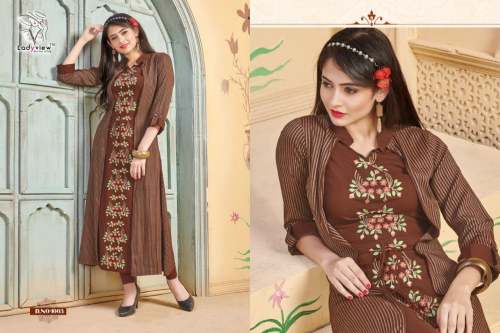Designer Long Kurti with Shrug3
