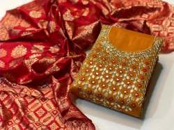 Designer Modal Chanderi Silk Dress Material