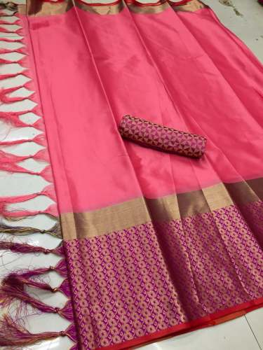 Designer Plain Cotton Silk Saree