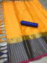 Designer Plain Cotton Silk Saree thumb 11