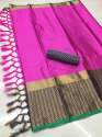 Designer Plain Cotton Silk Saree thumb 2