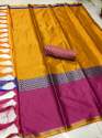 Designer Plain Cotton Silk Saree thumb 6