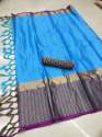 Designer Plain Cotton Silk Saree thumb 7
