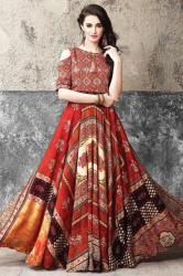 Designer Printed Long Anarkali Gown0
