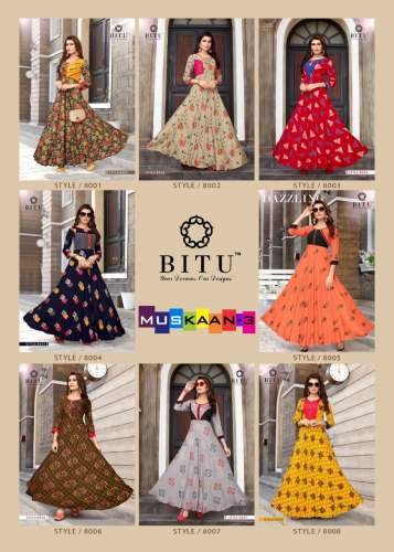 Designer Printed Long Gown Style Kurti