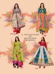 Designer Printed Long Rayon and Cotton  Kurti