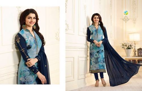 Designer Printed with Embroidered Straight Suit0