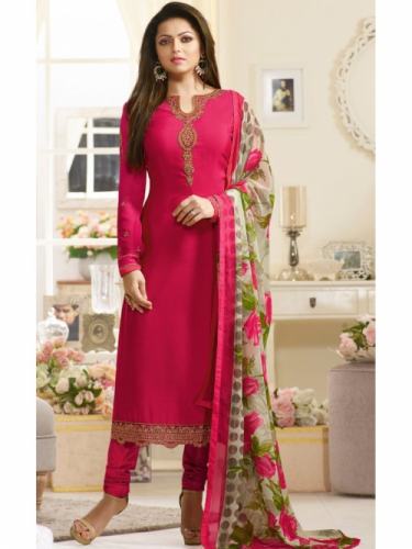 Designer Printed with Embroidered Straight Suit5