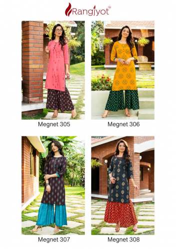Designer Rayon 14 kg Gold Print Kurti